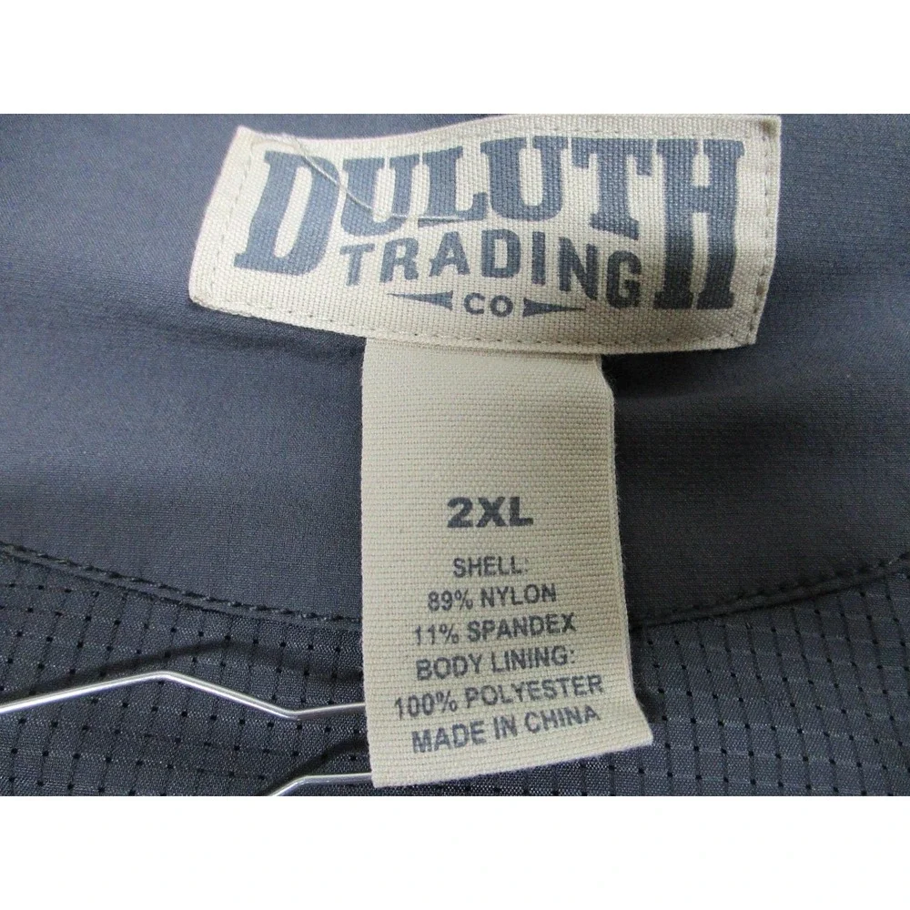 Duluth Trading Vest‎ Mens 2XL Gray Soft Shell Zip Pockets Outdoor Work Utility